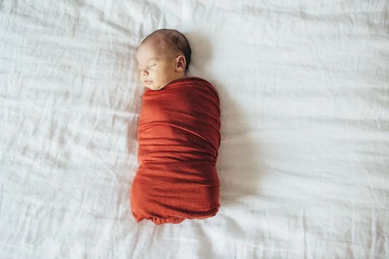 Copper Pearl Knit Swaddle Blanket | Rust