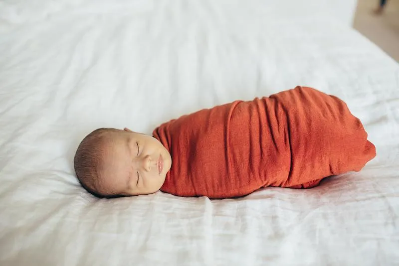 Copper Pearl Knit Swaddle Blanket | Rust