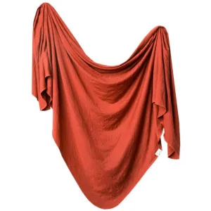 Copper Pearl Knit Swaddle Blanket | Rust