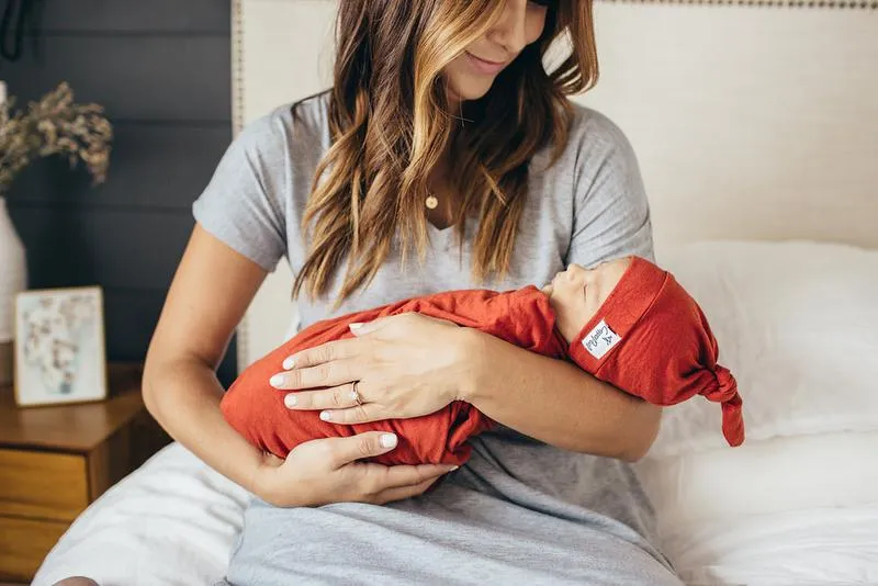 Copper Pearl Knit Swaddle Blanket | Rust