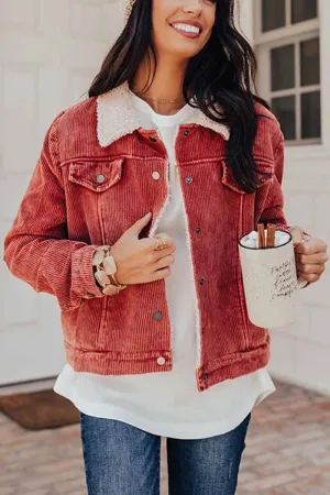 Corduroy Lamb Panel Coat Tops