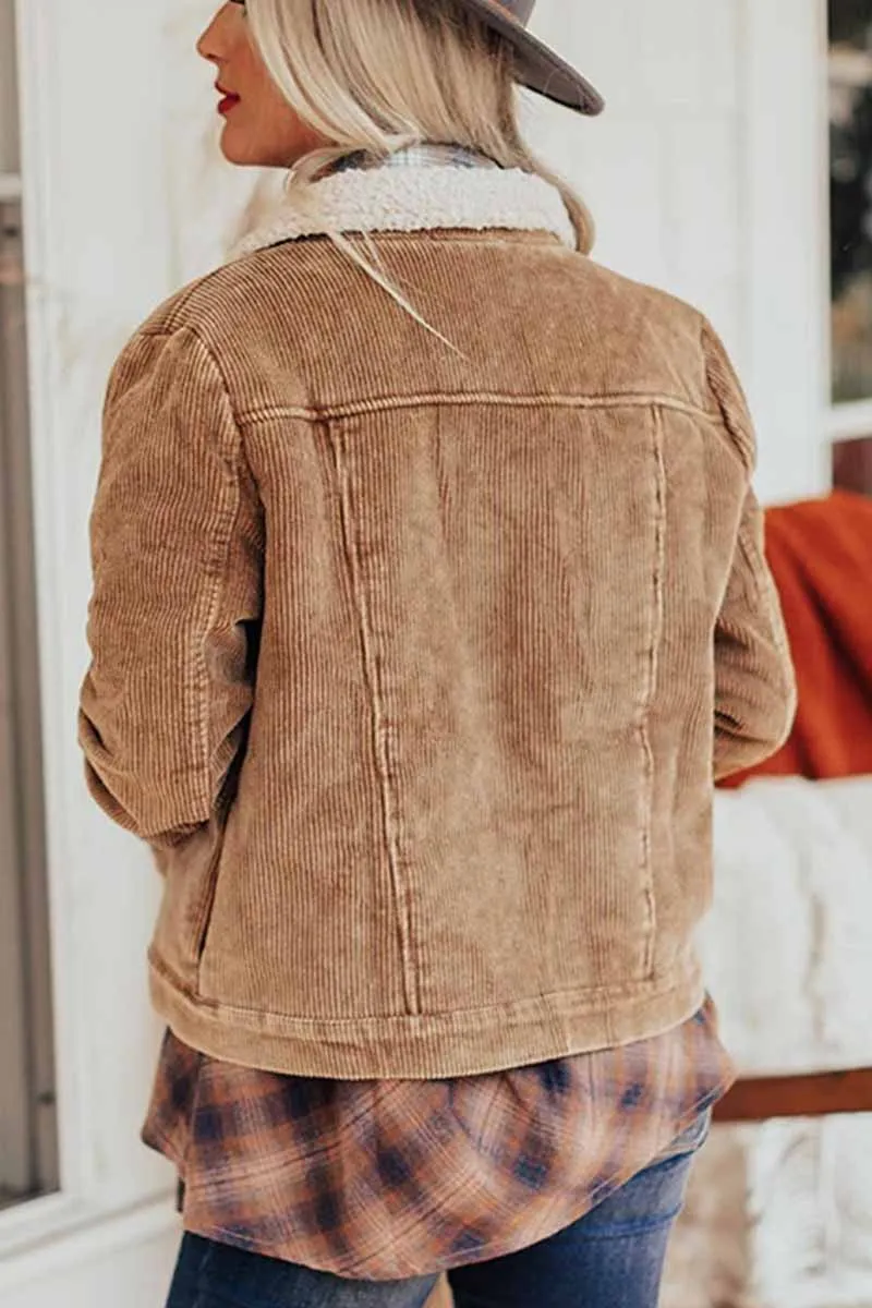 Corduroy Lamb Panel Coat Tops