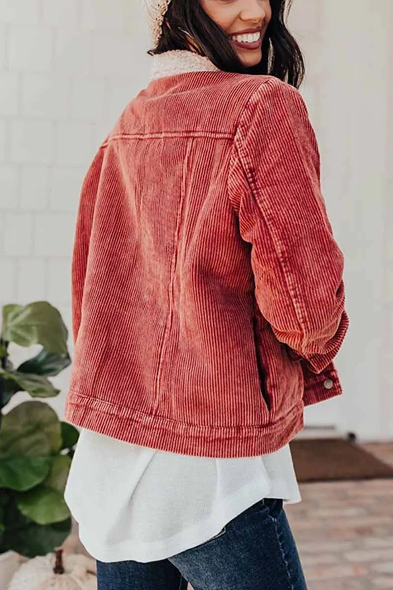 Corduroy Lamb Panel Coat Tops