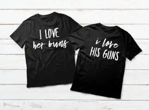 Couple Shirts His and Her Matching Outfits Guns and Buns