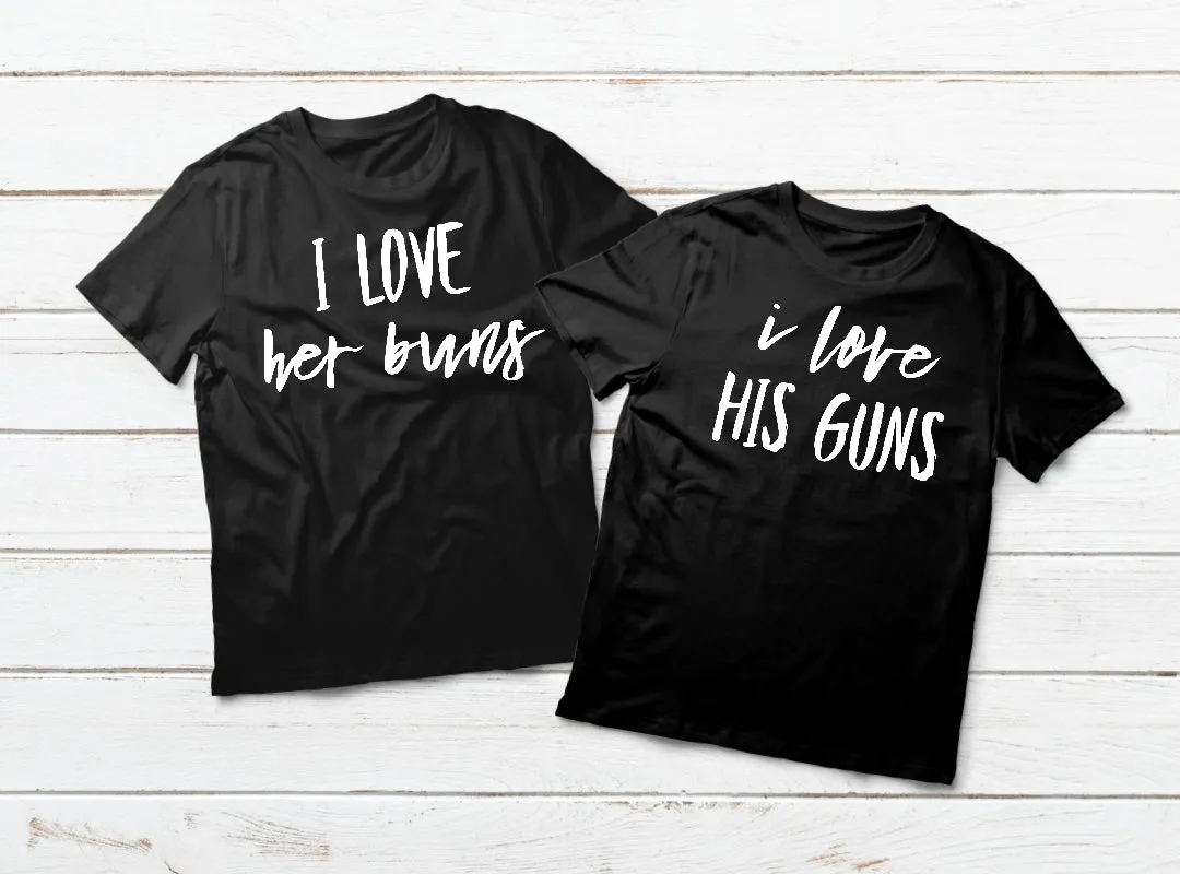 Couple Shirts His and Her Matching Outfits Guns and Buns