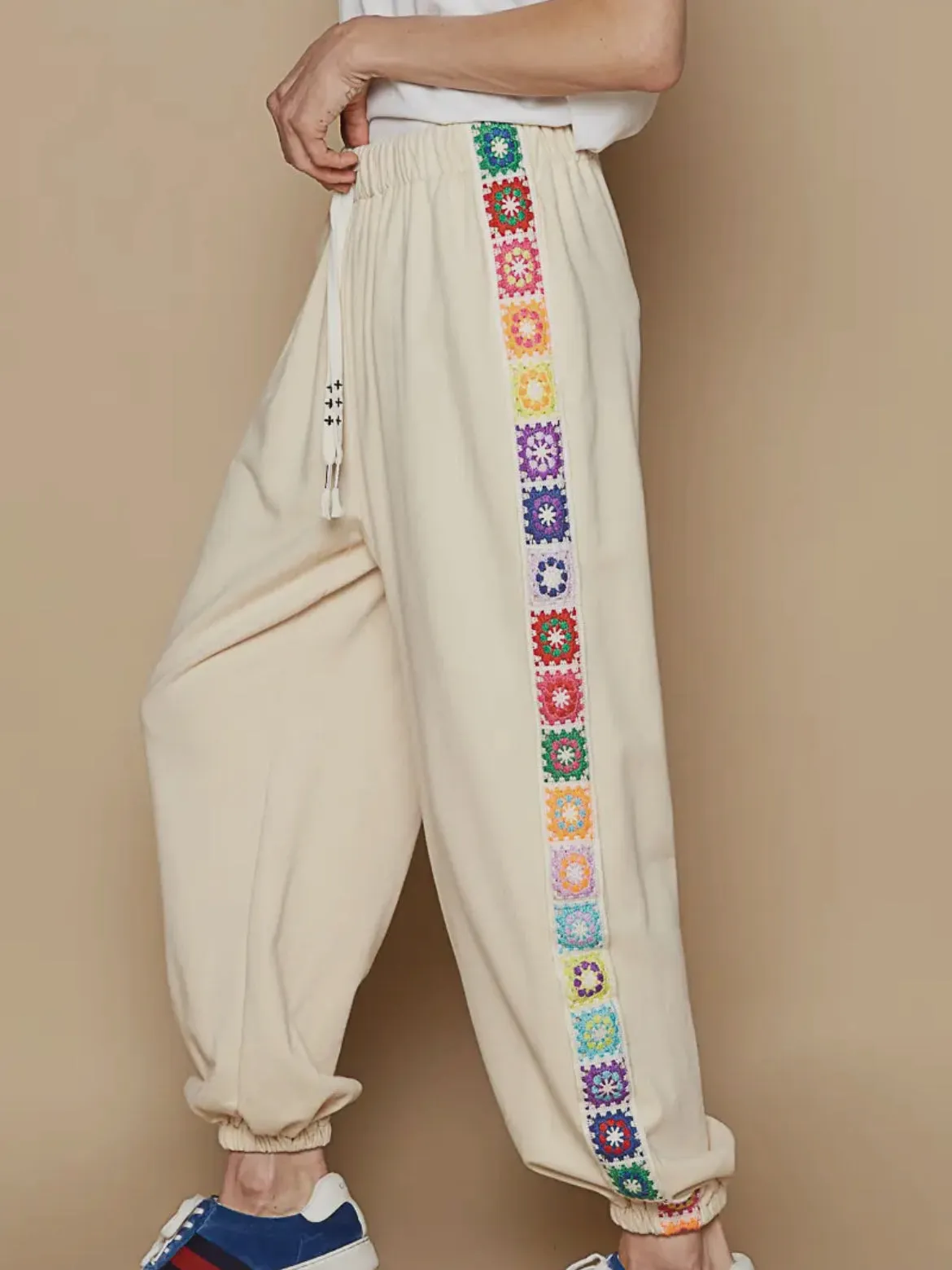 Cream Rainbow Joggers