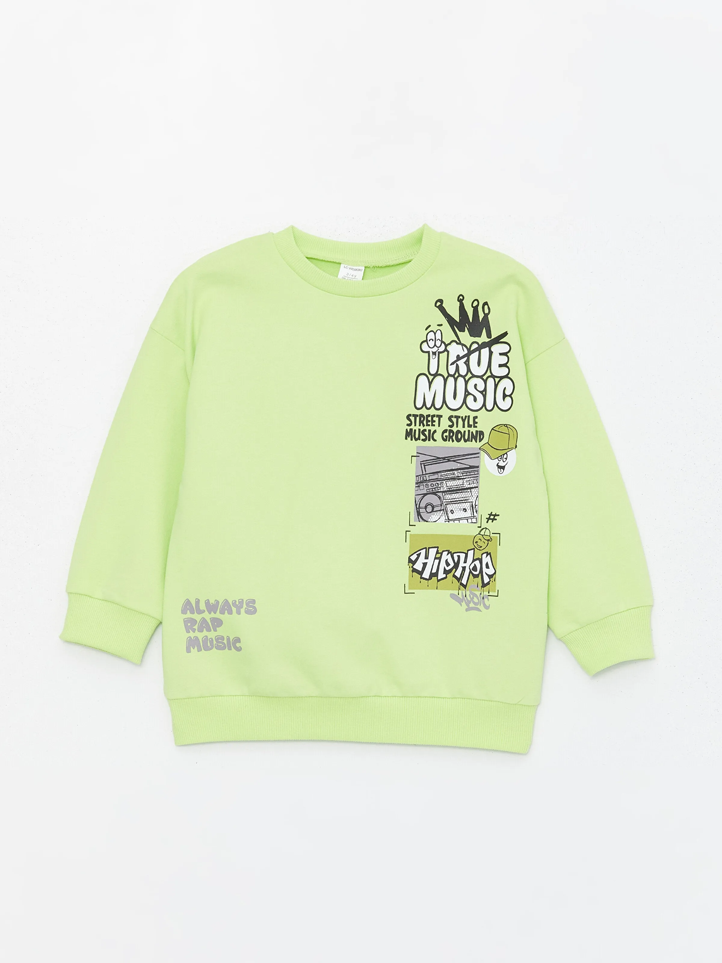 Crew Neck Long Sleeve Printed Baby Boy Sweatshirt