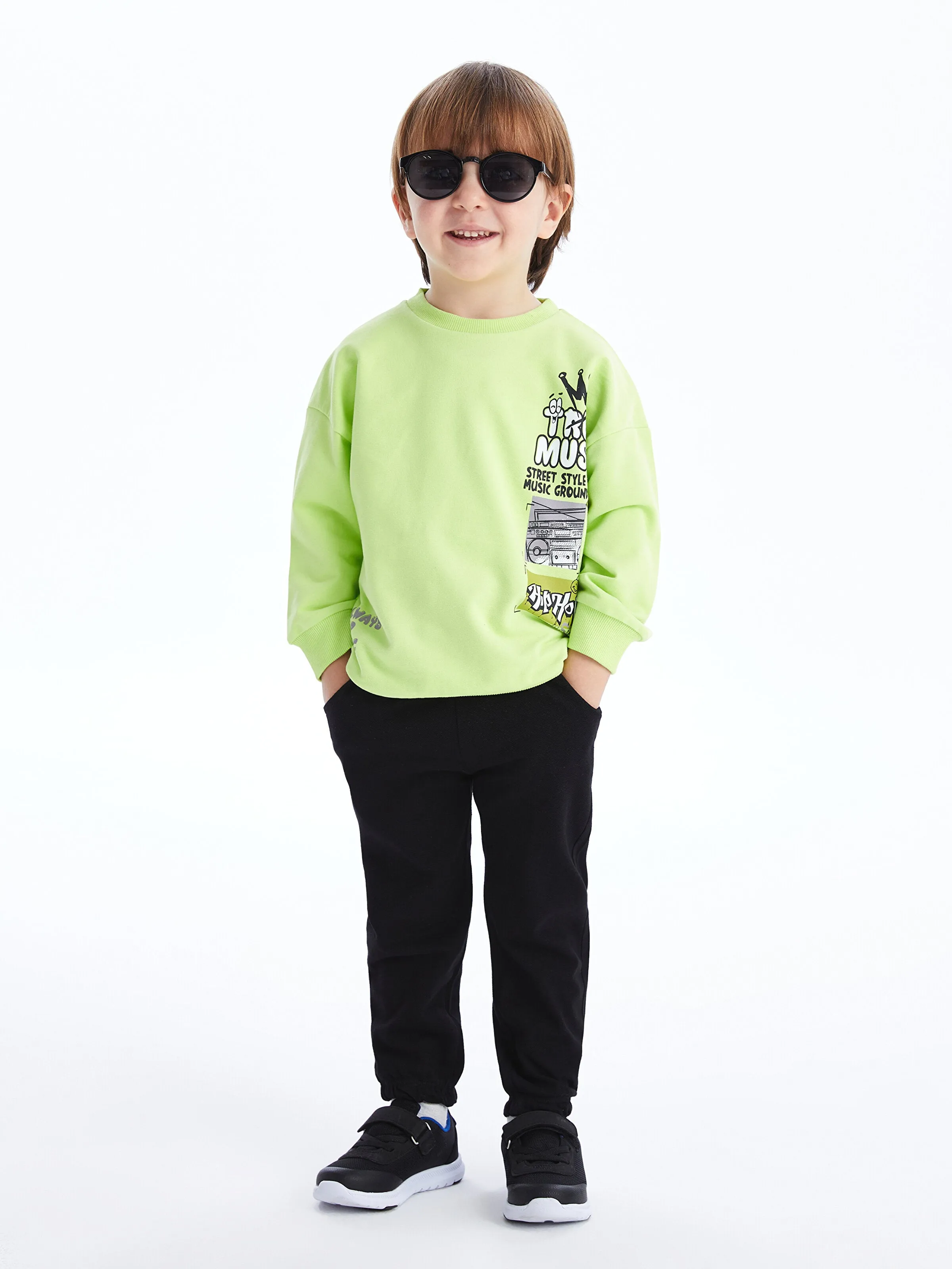 Crew Neck Long Sleeve Printed Baby Boy Sweatshirt
