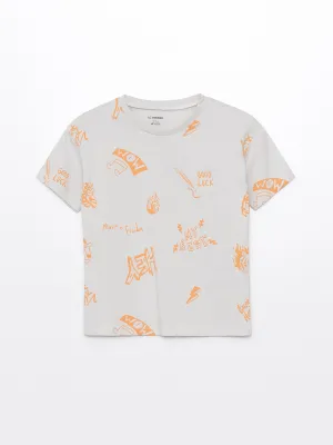 Crew Neck Short Sleeve Printed Baby Boy T-Shirt