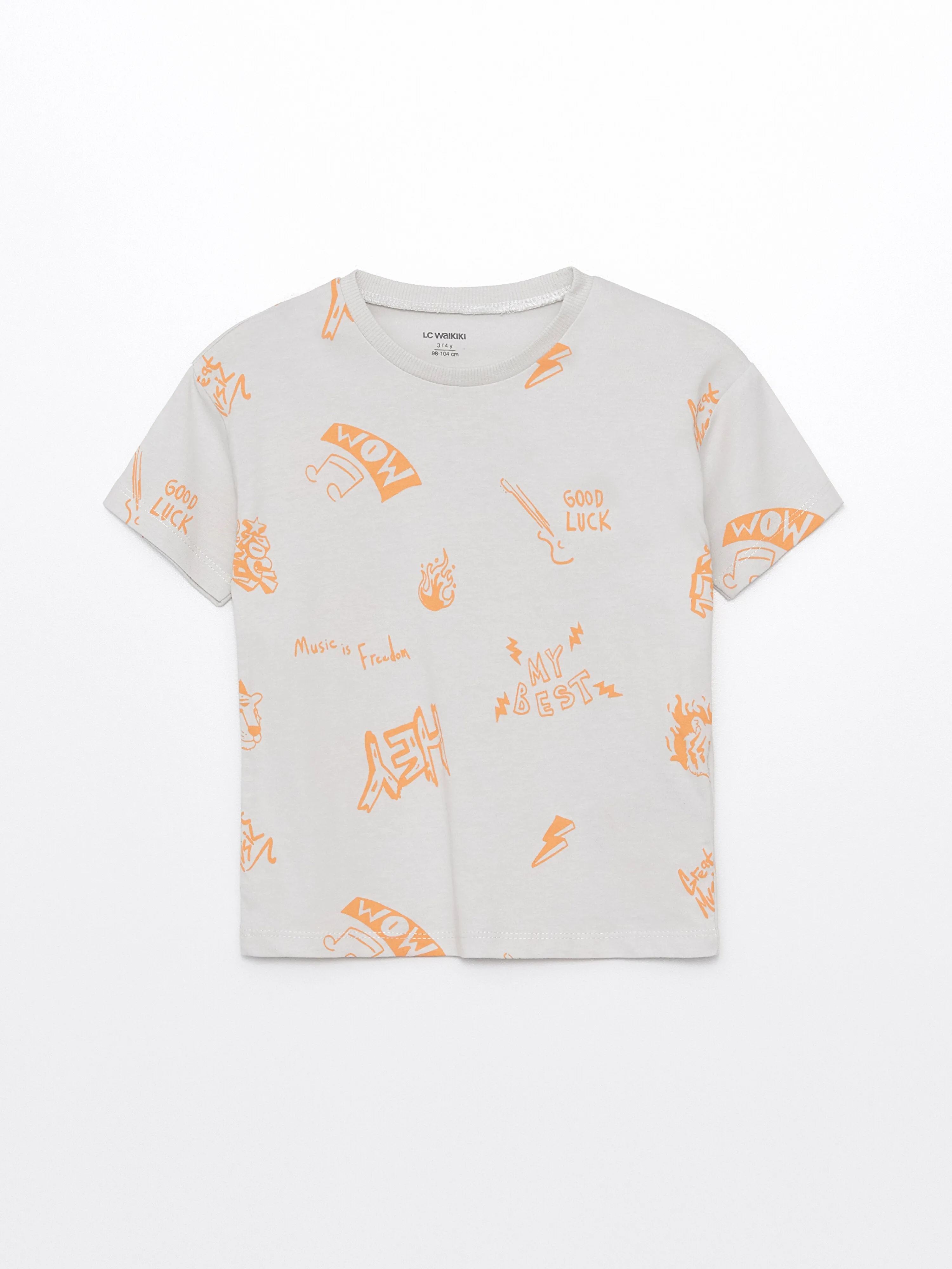 Crew Neck Short Sleeve Printed Baby Boy T-Shirt