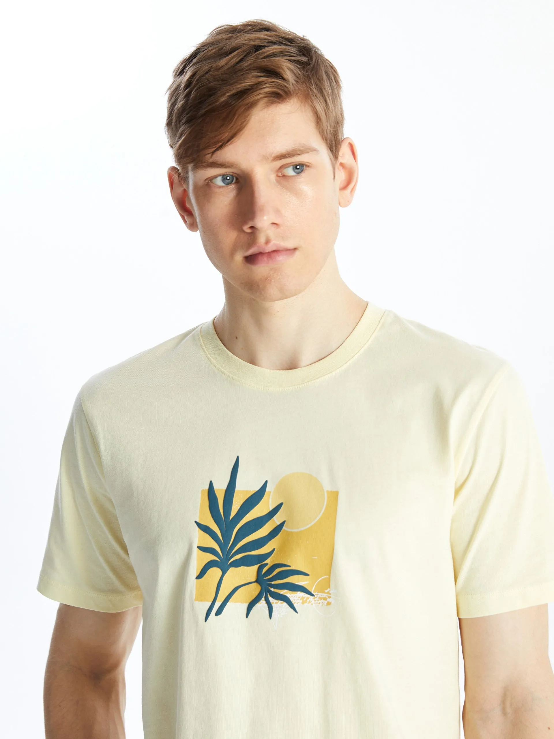 Crew Neck Short Sleeve Printed Combed Cotton Men T-Shirt