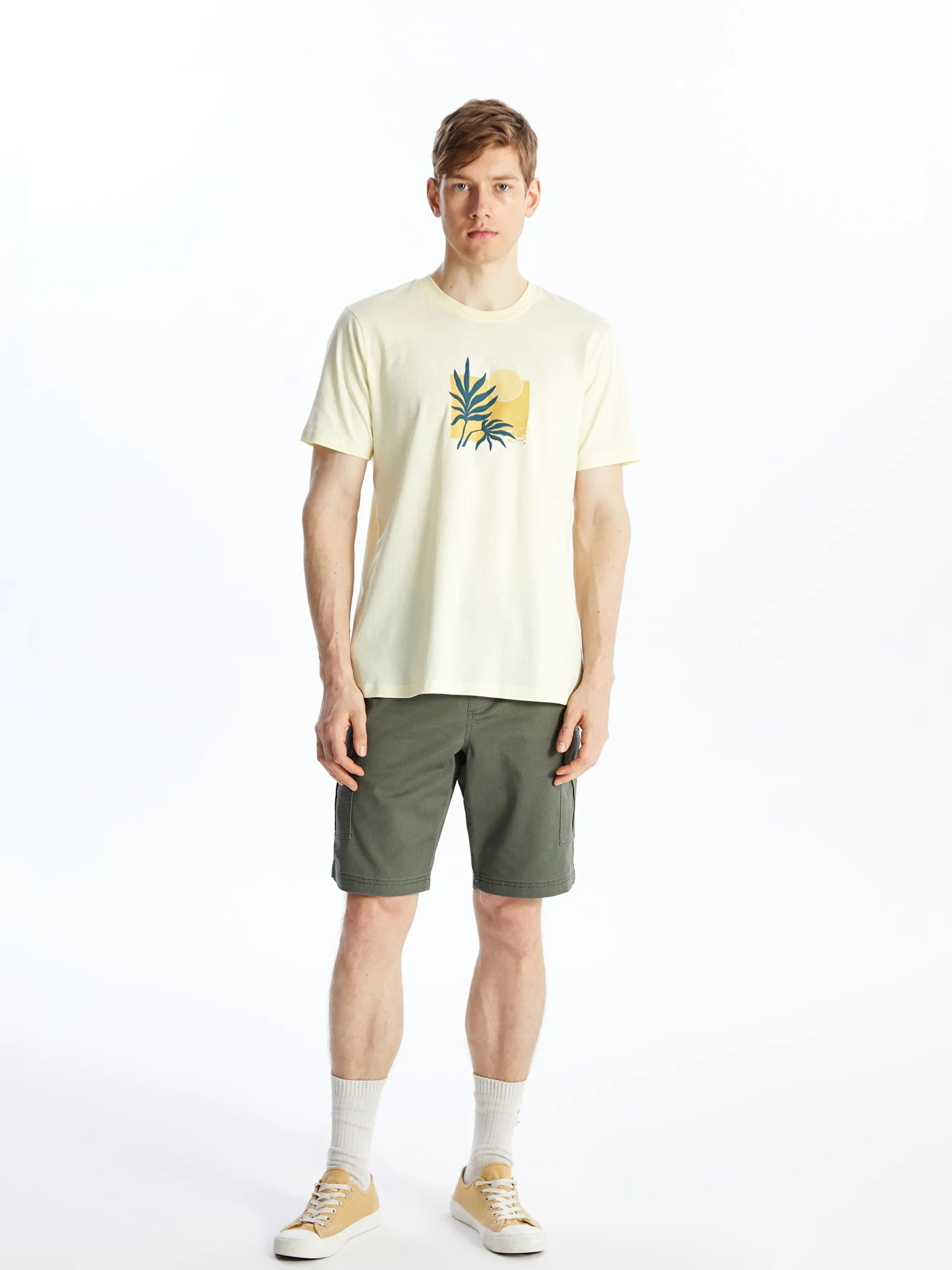 Crew Neck Short Sleeve Printed Combed Cotton Men T-Shirt