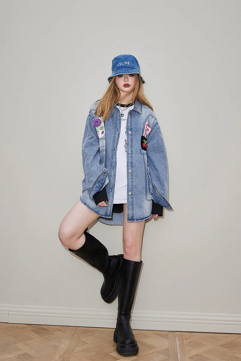 Crochet Craft Casual Denim Jacket