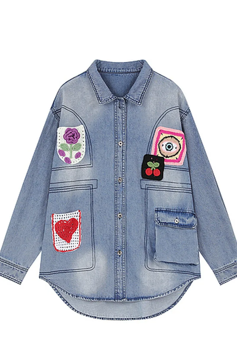 Crochet Craft Casual Denim Jacket