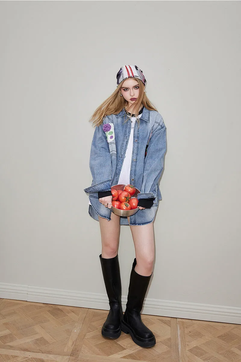 Crochet Craft Casual Denim Jacket
