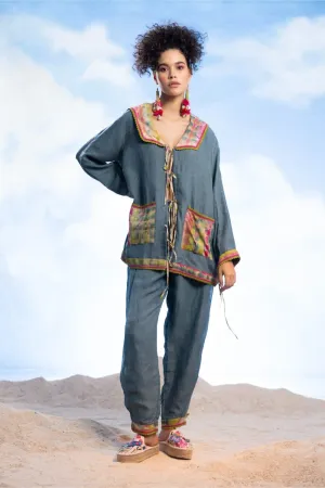 CROCHETBEADING LINEN PANTS