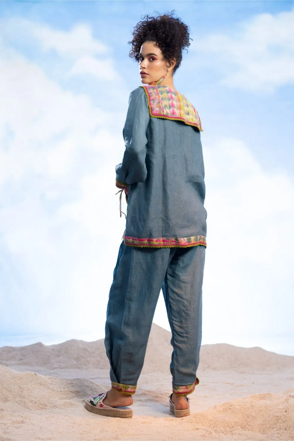 CROCHETBEADING LINEN PANTS