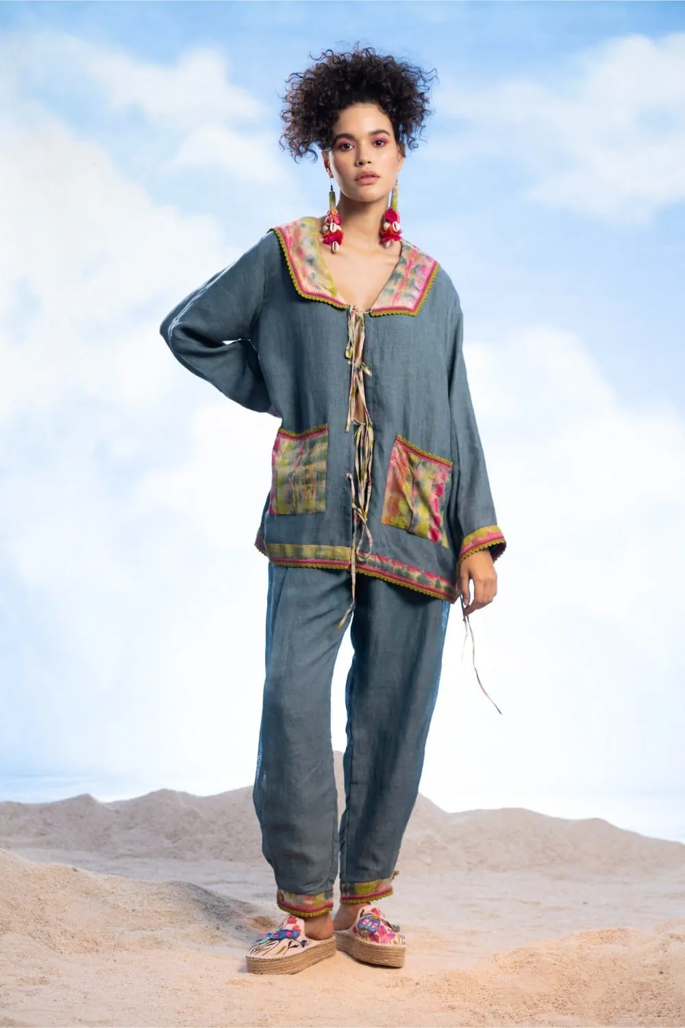 CROCHETBEADING LINEN PANTS