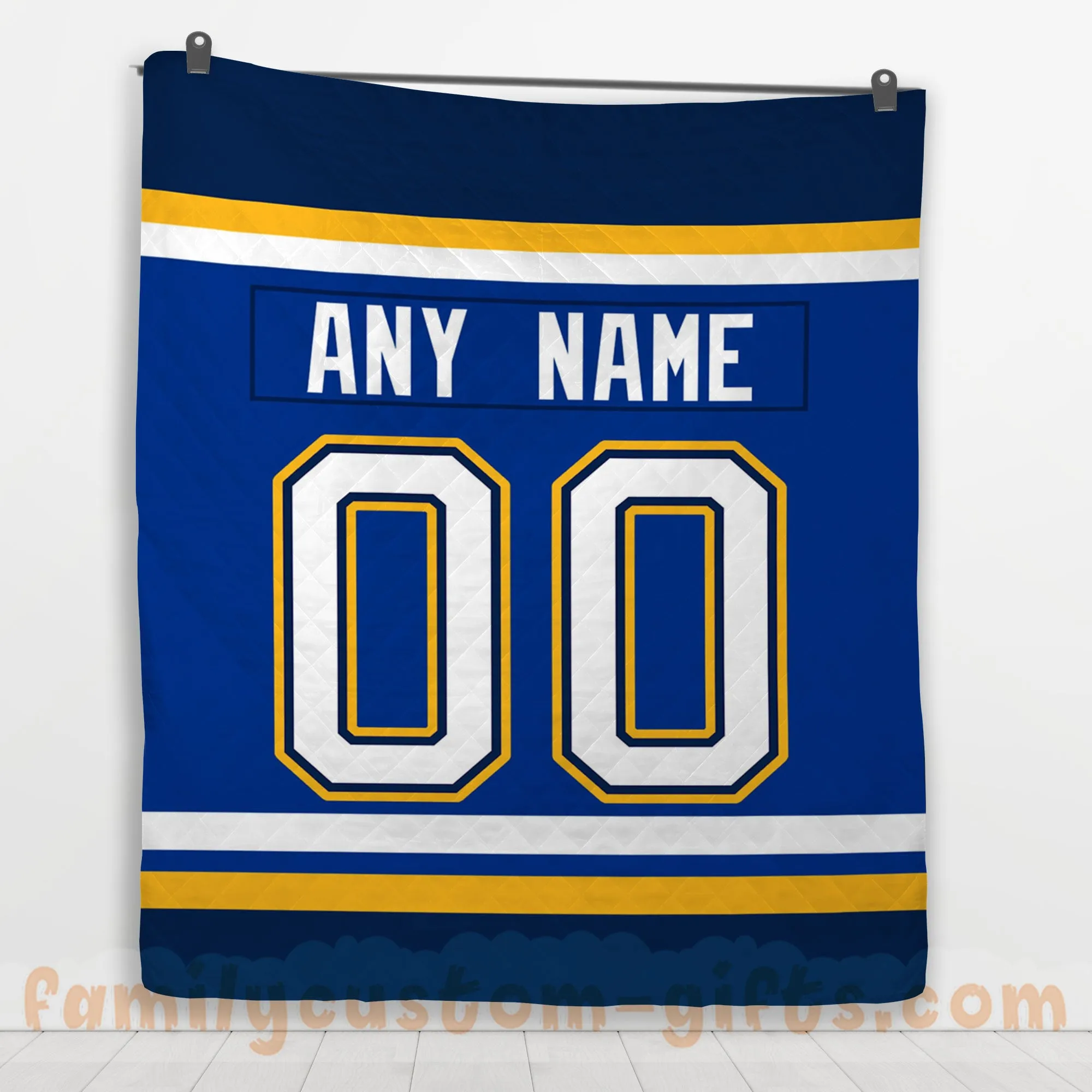 Custom Premium Quilt Blanket St. Louis Jersey Ice Hockey Personalized Quilt Gifts for Her & Him