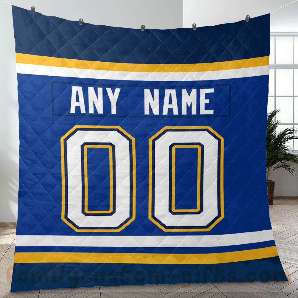 Custom Premium Quilt Blanket St. Louis Jersey Ice Hockey Personalized Quilt Gifts for Her & Him