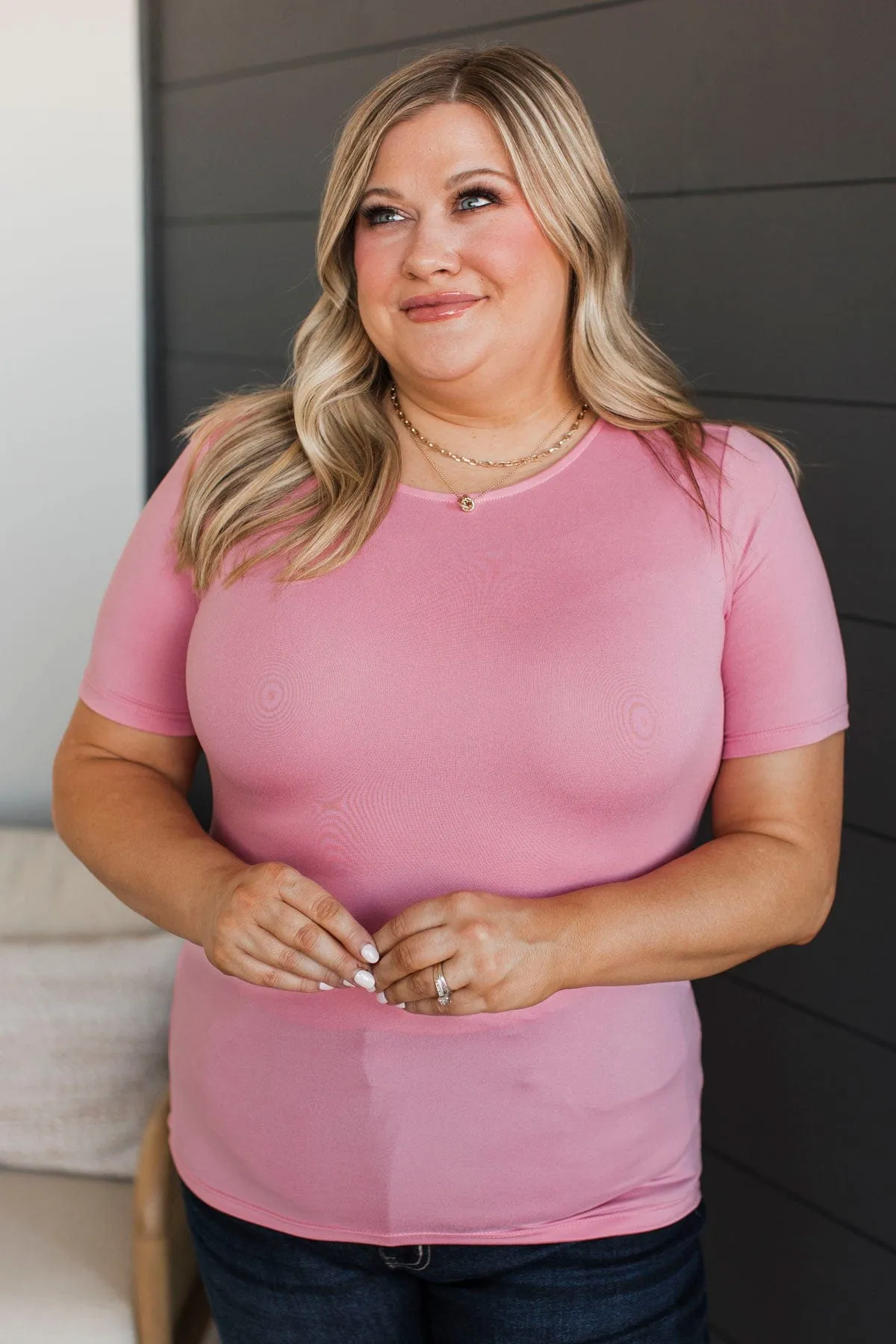 Daily Comforts Short Sleeve Top- Baby Pink