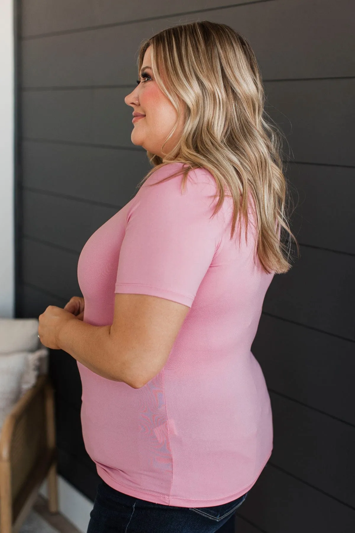 Daily Comforts Short Sleeve Top- Baby Pink