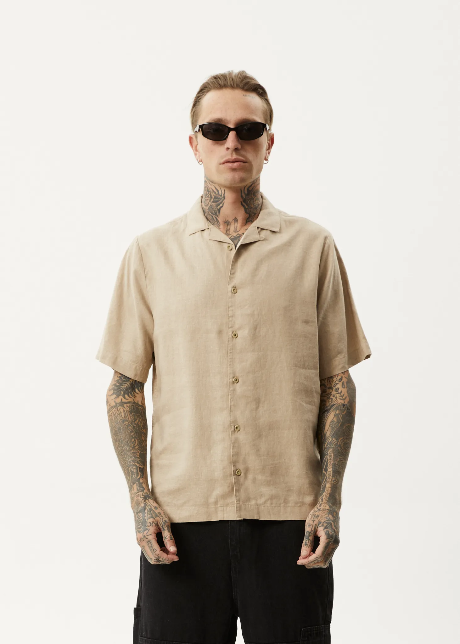 DAILY - HEMP CUBAN SHORT SLEEVE SHIRT - TAUPE