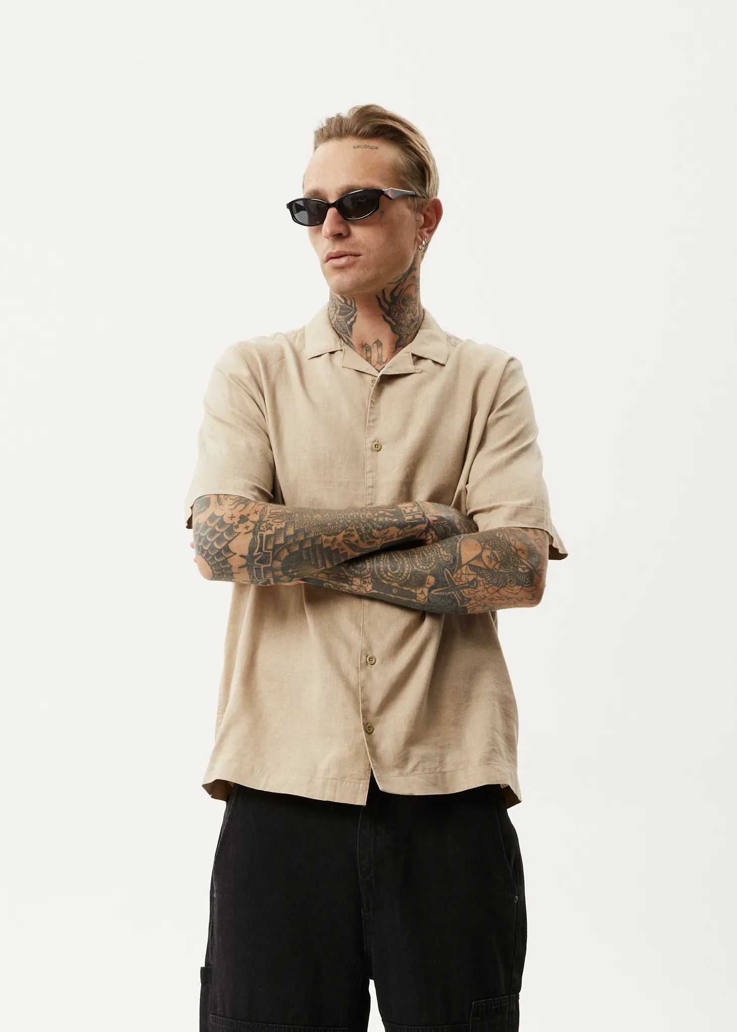 DAILY - HEMP CUBAN SHORT SLEEVE SHIRT - TAUPE