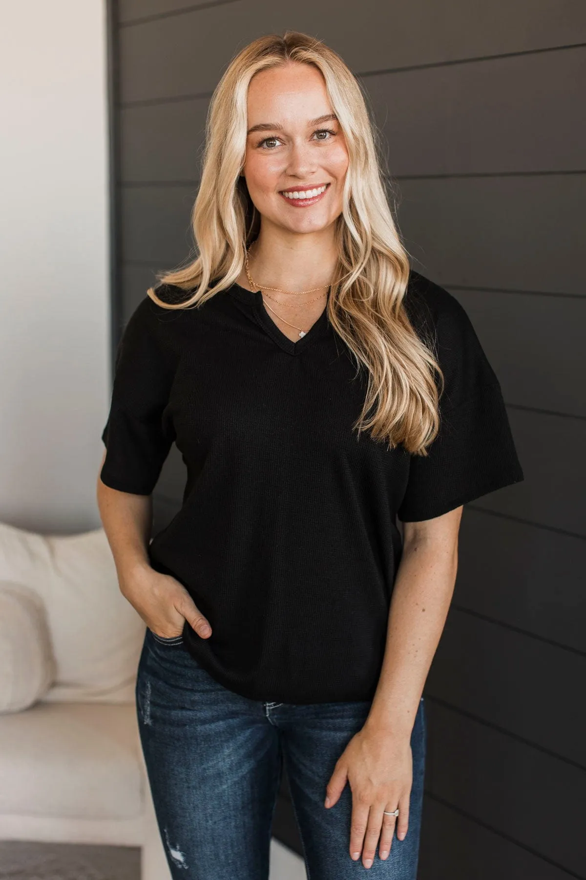 Daily Necessity Short Sleeve Top- Black