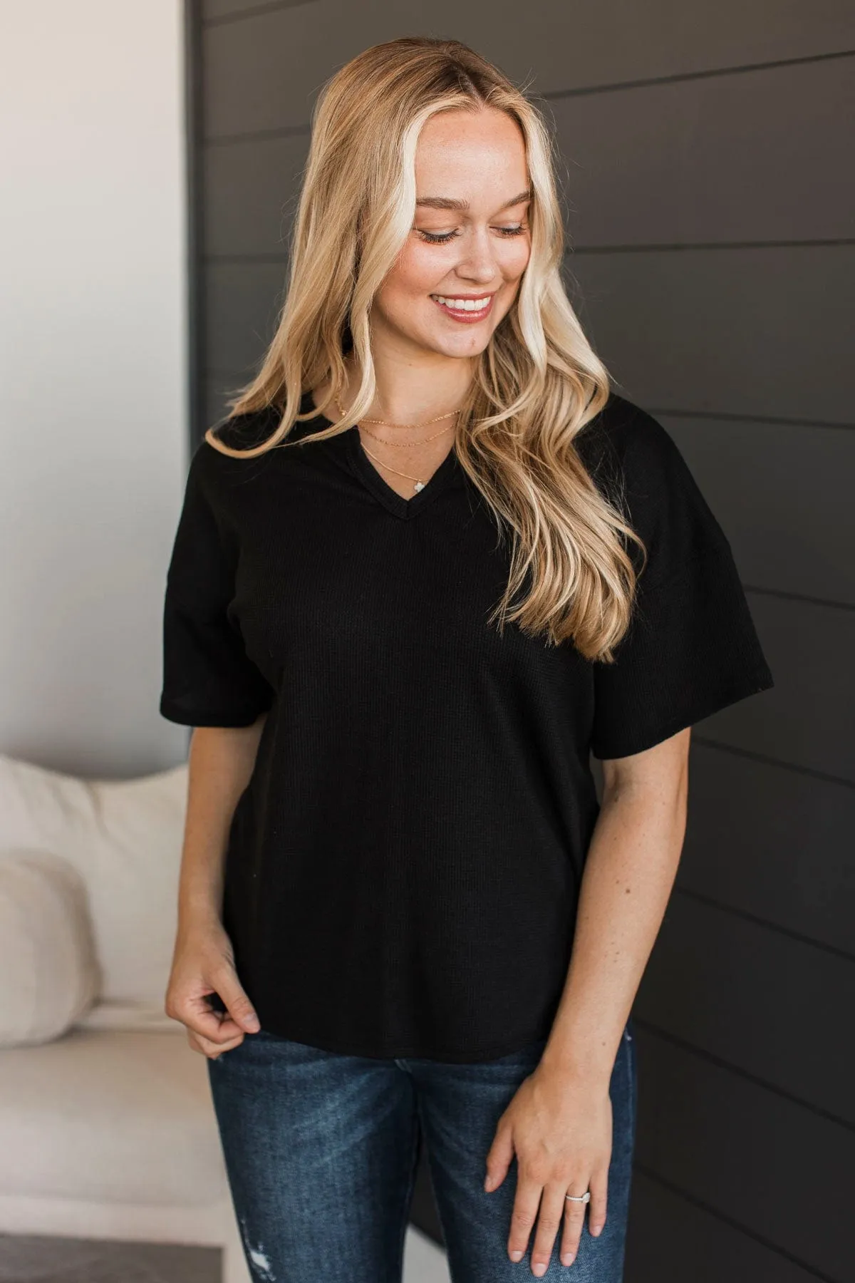 Daily Necessity Short Sleeve Top- Black