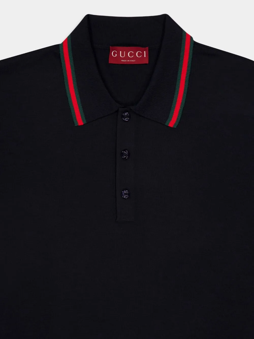 Dark Blue Wool Knit Polo Shirt