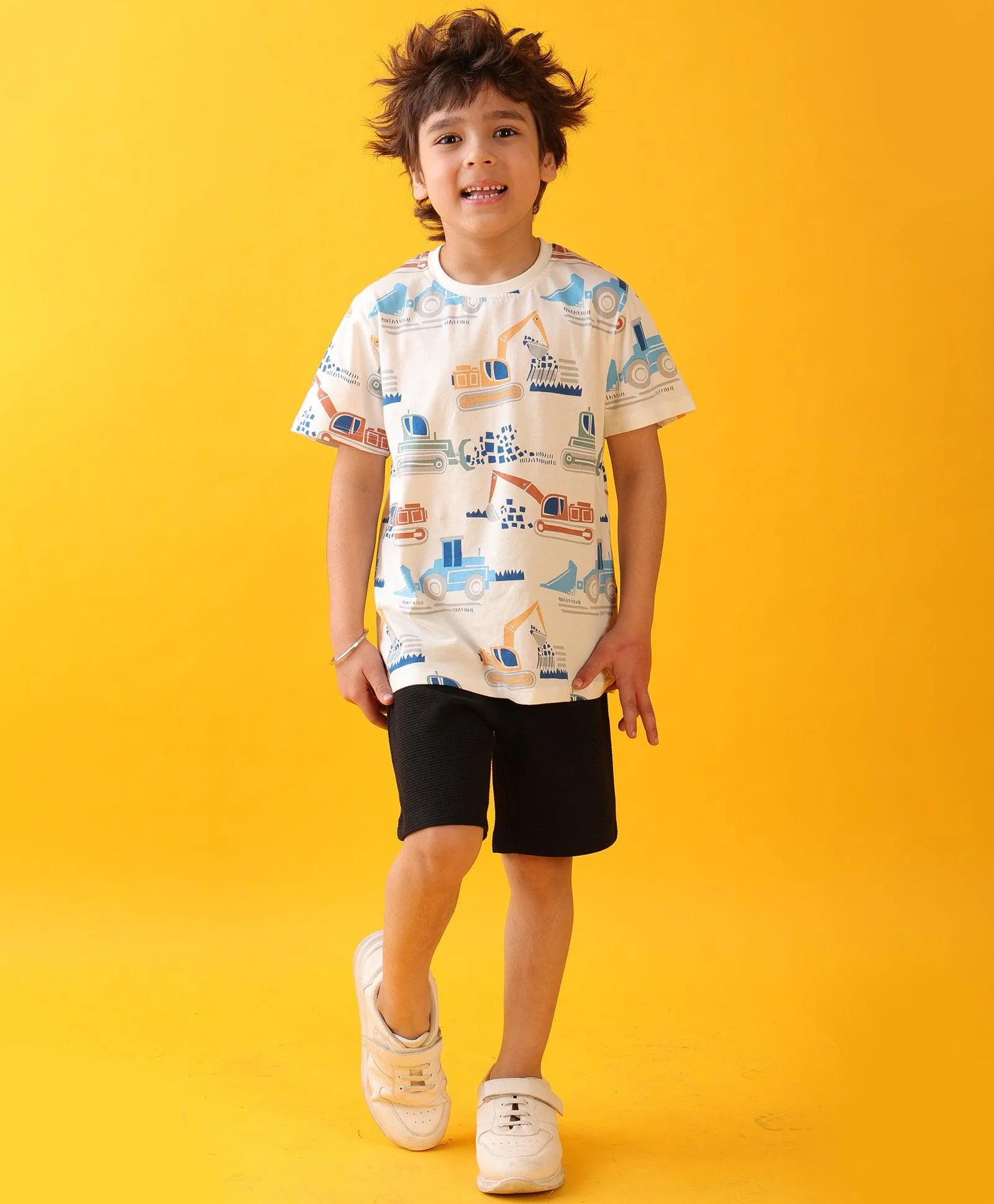 DIGGER SUMMER BLACK SHORTS SET  - WHITE/BLACK