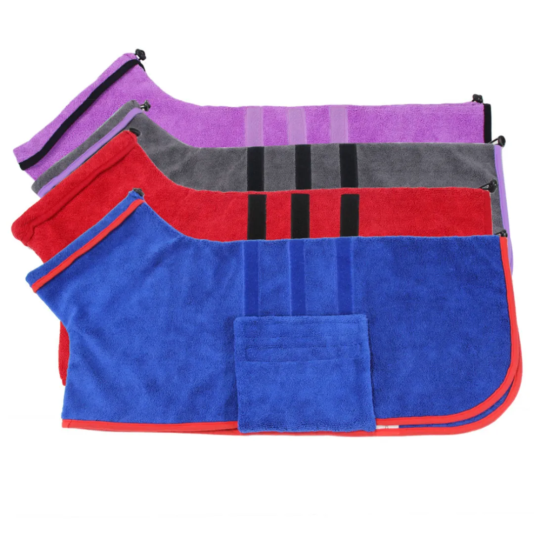 Dog Drying Towel Robe Microfiber Absorbent with Adjustable Strap