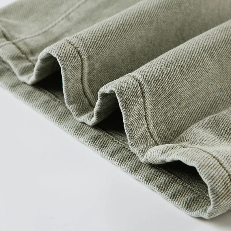 Double Belt Washed Gradient Loose Knee-length Shorts