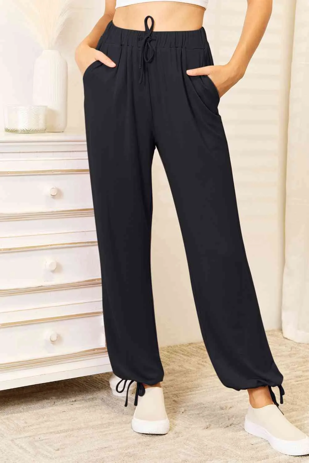 Drawstring Waist Pants- 3 Colors (Teal, Navy, Mauve)