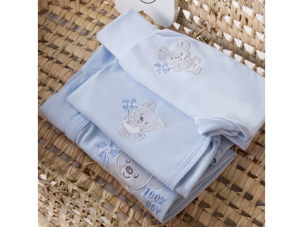 Early Baby Top & Bear Footed Dungarees Set - Blue