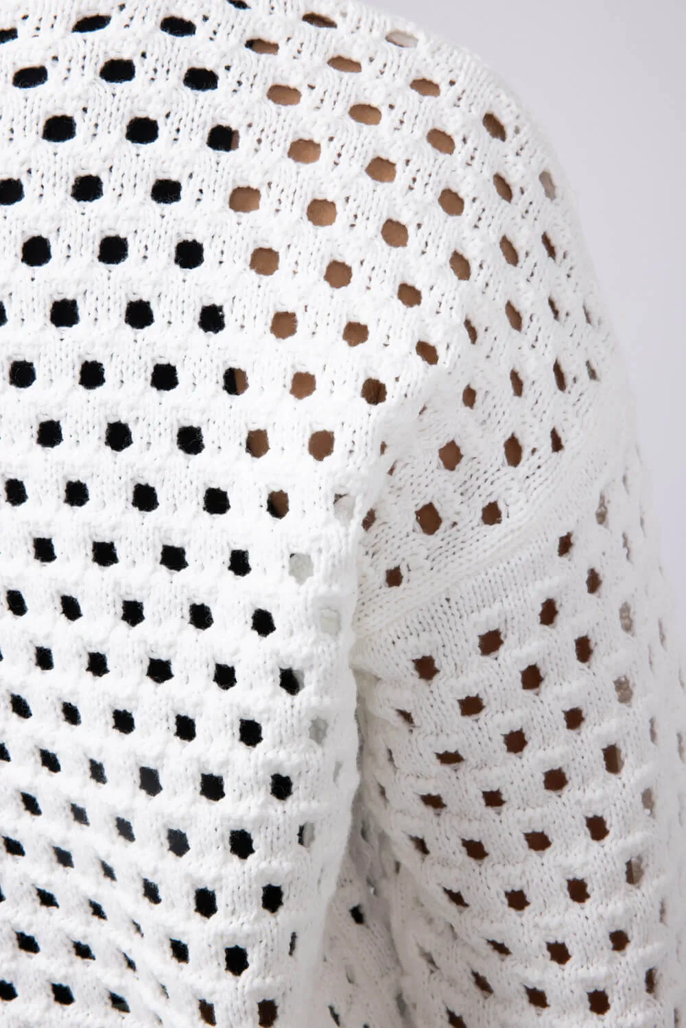 Elan Open Knit Front Zip Cardigan for Women in White | SW11355-WHT