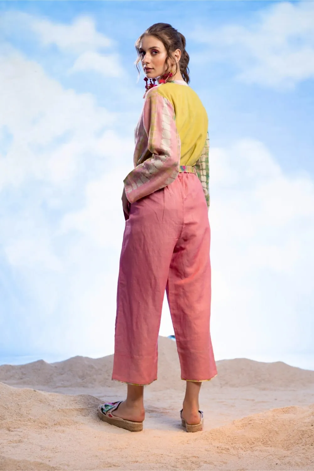 EMB PANTS WITH TIE KNOT BELT