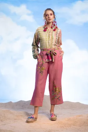 EMB PANTS WITH TIE KNOT BELT