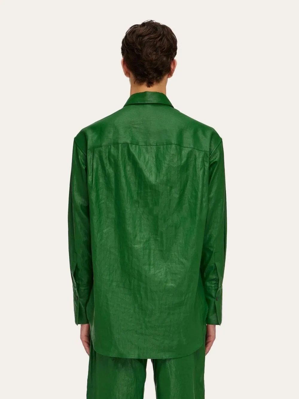 Embroidered Coated Linen Shirt