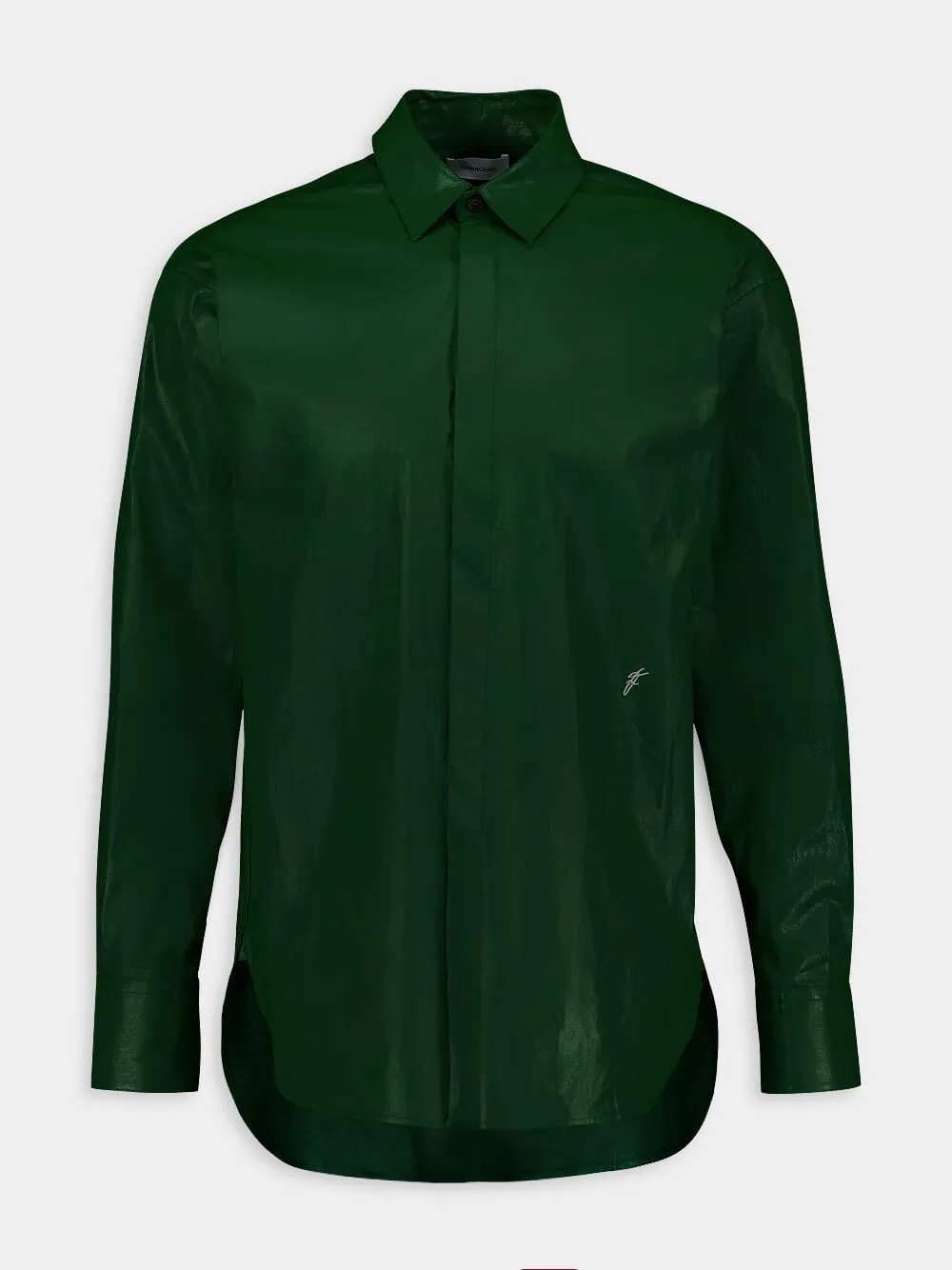Embroidered Coated Linen Shirt