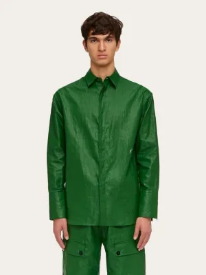 Embroidered Coated Linen Shirt