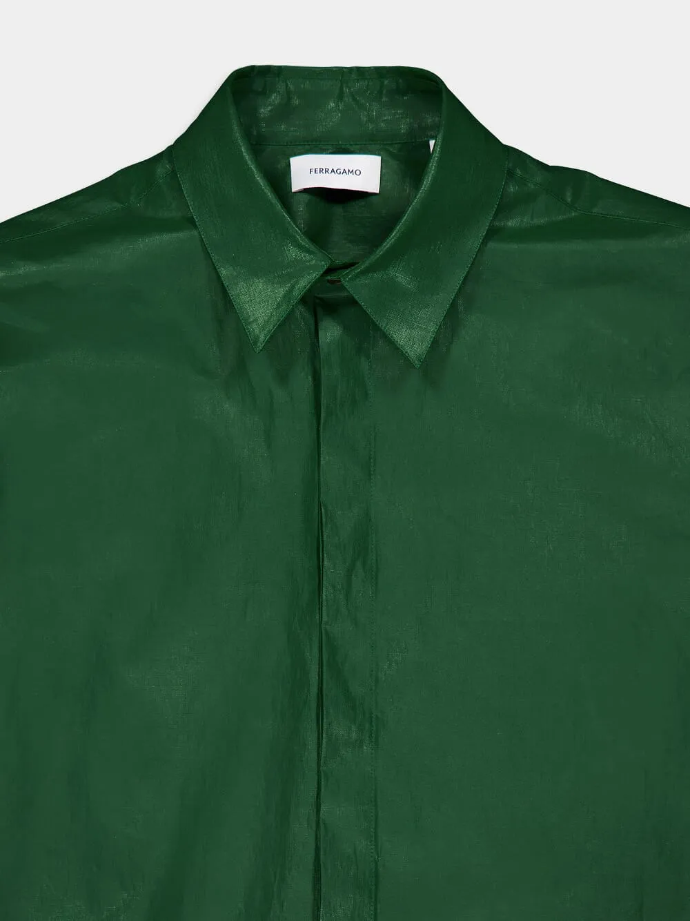 Embroidered Coated Linen Shirt