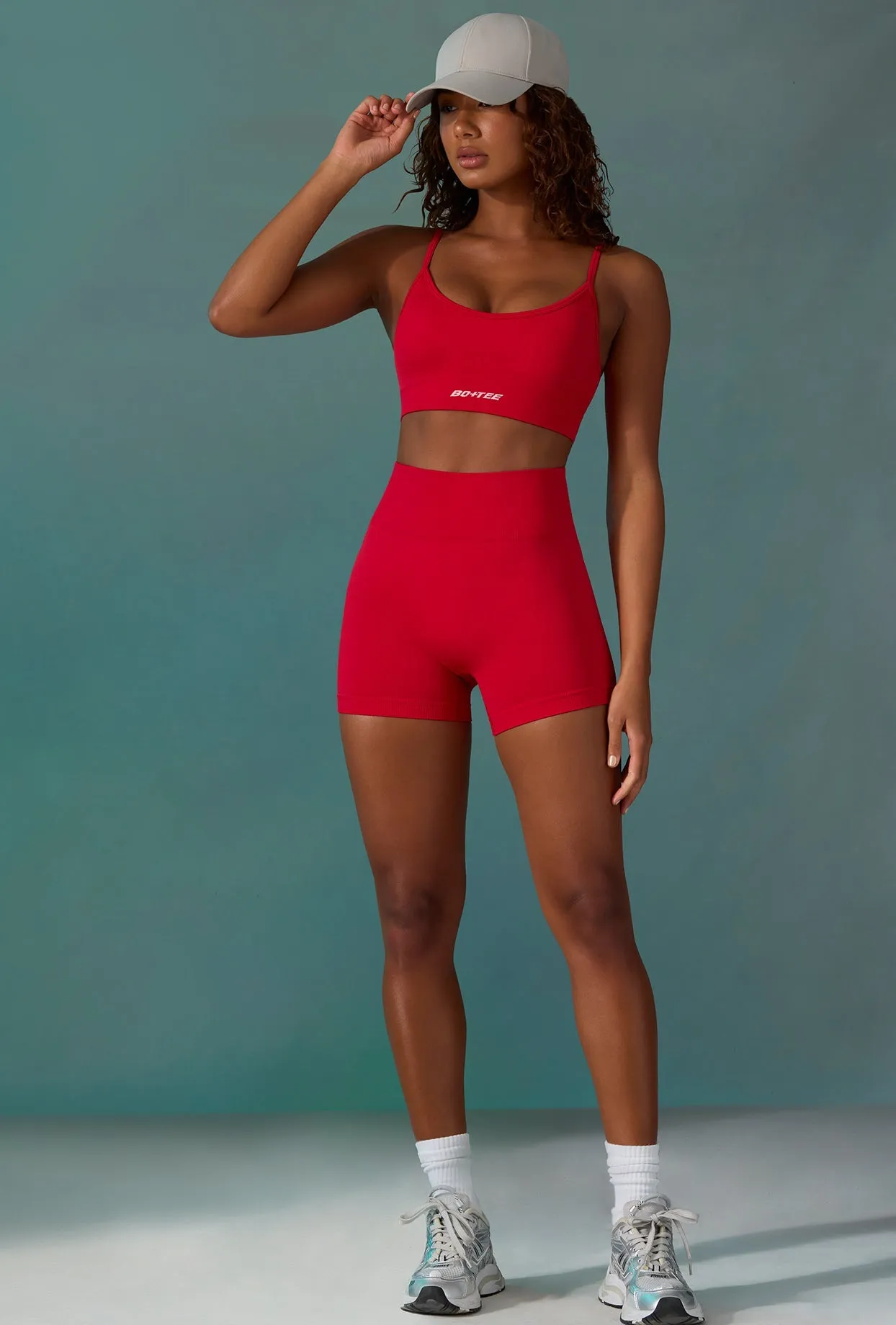 Endurance - Super Sculpt Seamless Mini Shorts in Tango Red