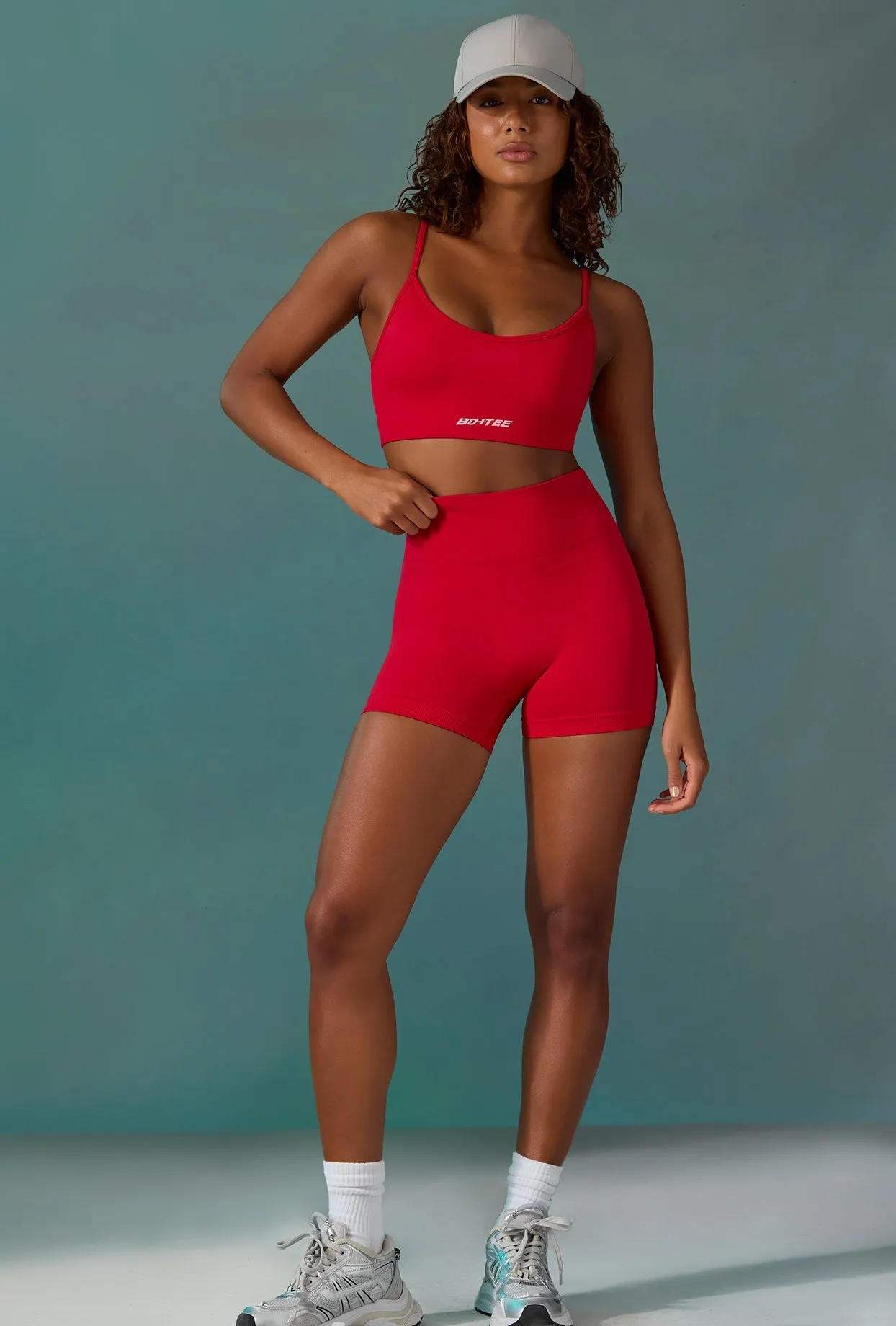 Endurance - Super Sculpt Seamless Mini Shorts in Tango Red