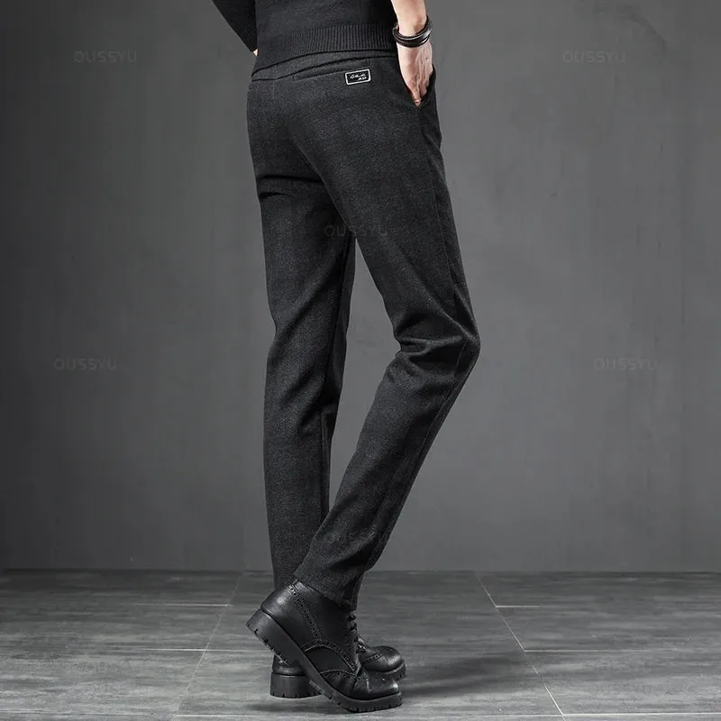 England Plaid Work Stretch Pants Men Business Casual Pant Trousers