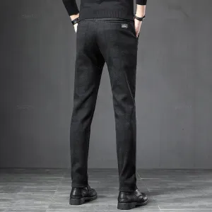 England Plaid Work Stretch Pants Men Business Casual Pant Trousers