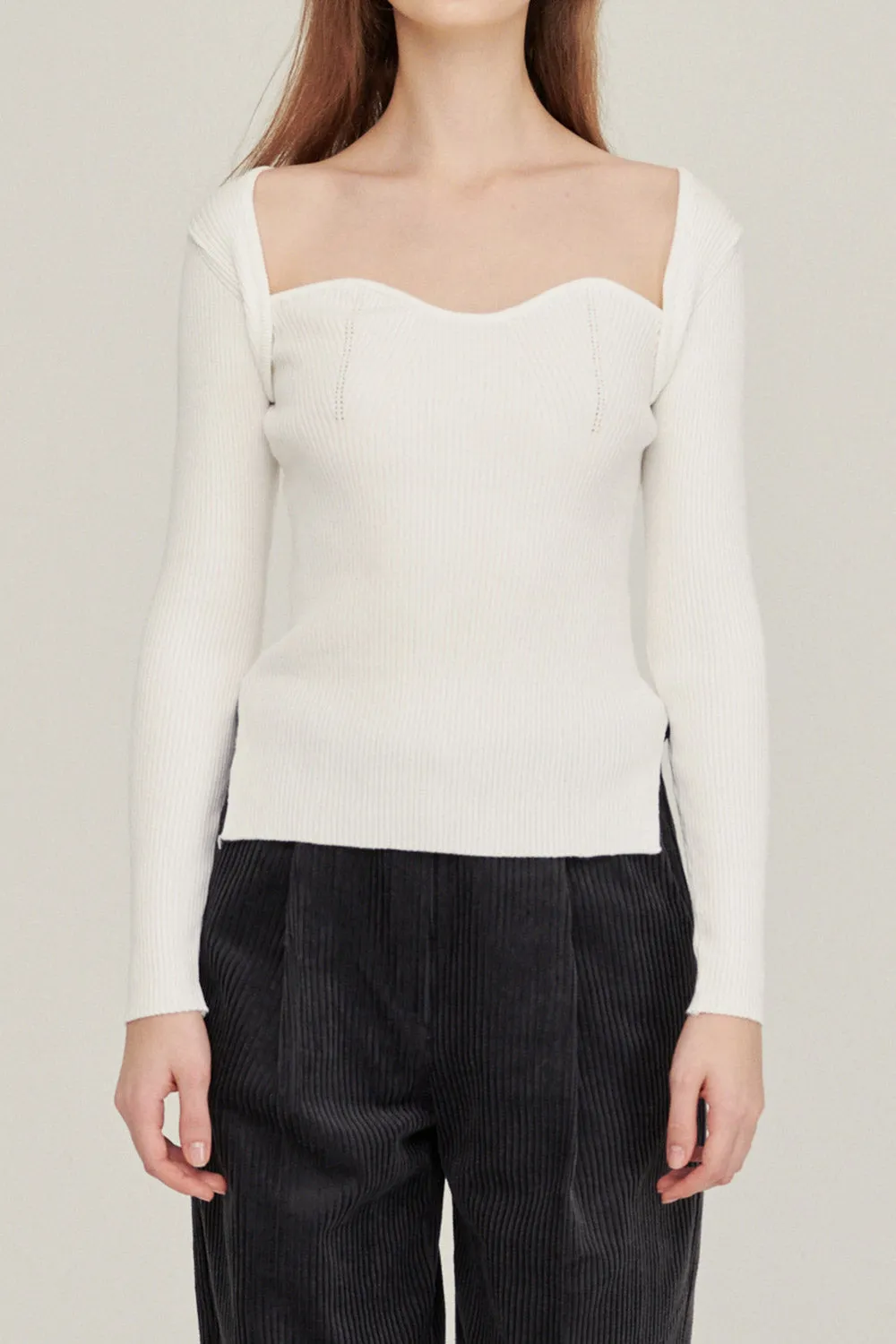Enid Sweetheart Ribbed Top