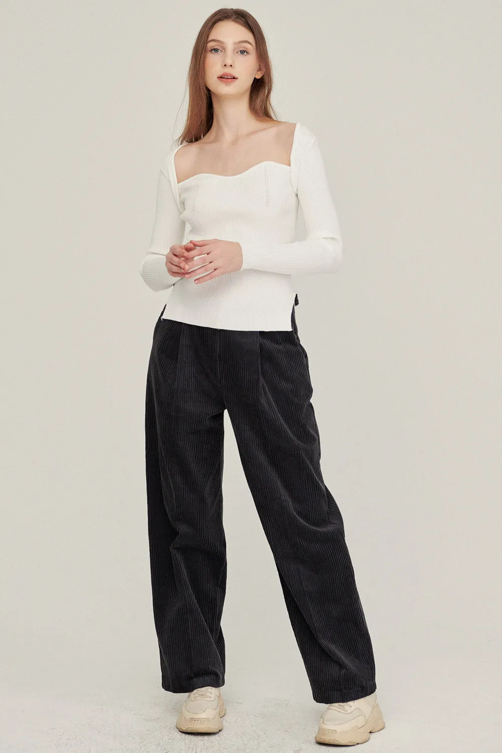 Enid Sweetheart Ribbed Top