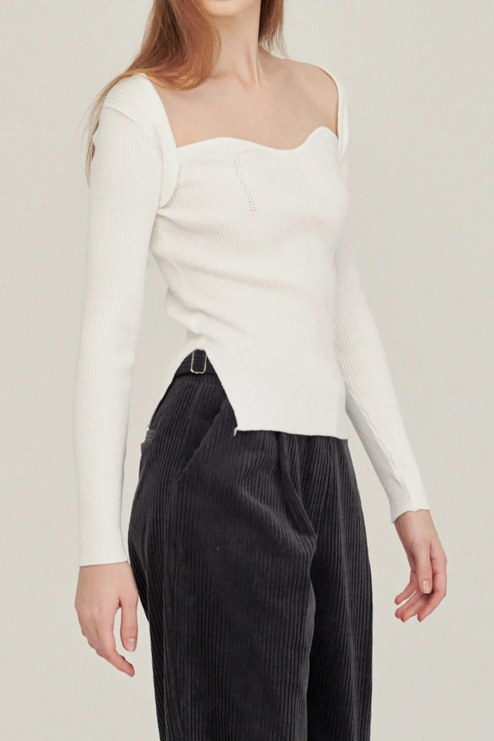 Enid Sweetheart Ribbed Top